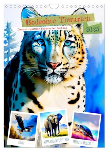 Bedrohte Tierarten 2025 (Wandkalender 2025 DIN A4 hoch), CALVENDO Monatskalender von CALVENDO