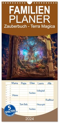 Familienplaner 2024 - Zauberbuch - Terra Magica mit 5 Spalten (Wandkalender, 21 cm x 45 cm) CALVENDO