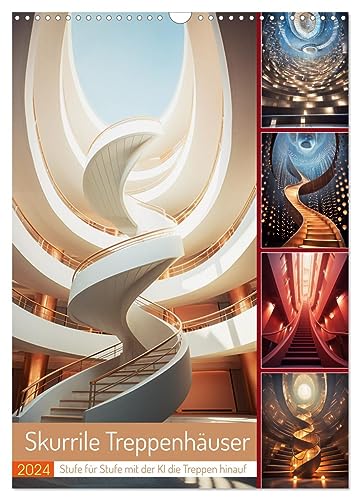 Skurrile Treppenhäuser (Wandkalender 2024 DIN A3 hoch), CALVENDO Monatskalender von CALVENDO