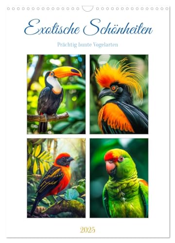 Exotische Schönheiten - prächtig bunte Vögel (Wandkalender 2025 DIN A3 hoch), CALVENDO Monatskalender von CALVENDO