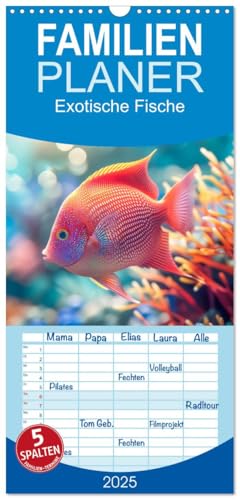 Familienplaner 2025 - Exotische Fische mit 5 Spalten (Wandkalender, 21 cm x 45 cm), CALVENDO von CALVENDO