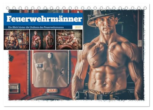 Feuerwehrmänner (Tischkalender 2025 DIN A5 quer), CALVENDO Monatskalender: Mit seinem markanten Aussehen, seiner unerschütterlichen Stärke und einem ... des modernen Retters. (CALVENDO Menschen)
