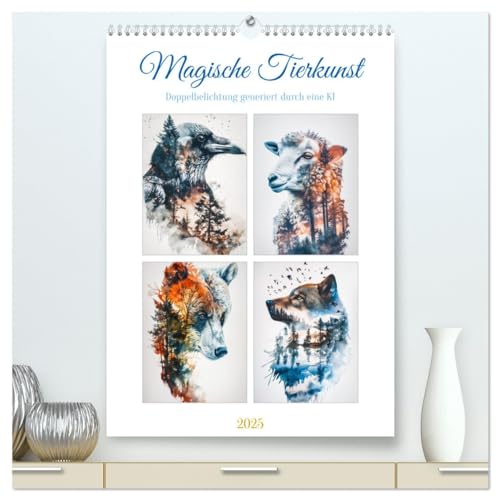 Magische Tierkunst (hochwertiger Premium Wandkalender 2025 DIN A2 hoch), Kunstdruck in Hochglanz von CALVENDO
