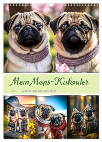 Mein Mops-Kalender (Wandkalender 2025 DIN A3 hoch), CALVENDO Monatskalender von CALVENDO