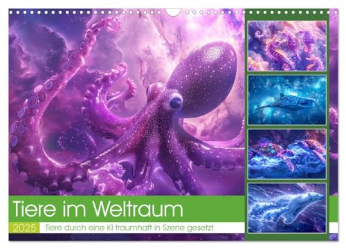 Tiere im Weltraum (Wandkalender 2025 DIN A3 quer), CALVENDO Monatskalender von CALVENDO