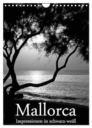 Mallorca Impressionen in schwarz-weiß (Wandkalender 2024 DIN A4 hoch), CALVENDO Monatskalender: Mallorca Kalender in schwarz-weiß von CALVENDO