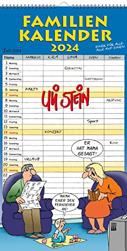Uli Stein Familienkalender 2024: Familienplaner mit 5 Spalten: Kalender für die Familie: Urlaub, Geburtstage, Termine auf einen Blick! (Uli Stein Kalender 2024)