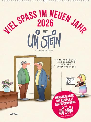 Viel Spaß im neuen Jahr 2026 mit Uli Stein by CheekYmouse: Monatsplaner mit komplett neuen Cartoons: Wandplaner im Hochformat, mit Spiralbindung und ... von Uli Stein (Uli Stein Kalender 2026) von Lappan