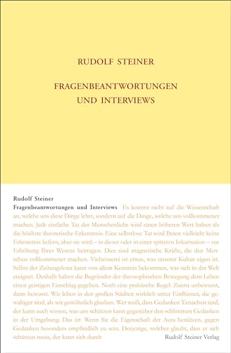 Fragenbeantwortungen und Interviews: Schriftliche Fragenbeantwortungen 1892–1924, mündliche Fragenbeantwortungen 1901–1924, Notizen und Mitschriften, ... Gesamtausgabe: Schriften und Vorträge)