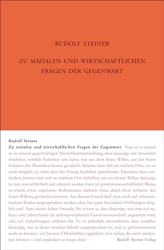 Zu sozialen und wirtschaftlichen Fragen der Gegenwart: Ansprachen, Vorträge und Wortmeldungen 1919-1924 (Rudolf Steiner Gesamtausgabe: Schriften und Vorträge)