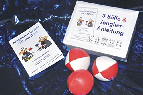 3 Bälle & Jonglier-Anleitung (rot-weiß, rot, rot-weiß): Kleine Bälle: rot-weiß, rot, rot-weiß (je 51mm/90g) von FQL Publishing