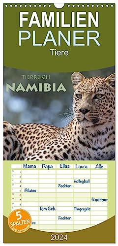 Familienplaner 2024 - Tierreich Namibia mit 5 Spalten (Wandkalender, 21 cm x 45 cm) CALVENDO