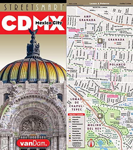 StreetSmart® Mexico City Map by VanDam – Laminated city center street map of CDMX w/all attractions, pre-hispanic sites, museums, hotels, restaurants, ... 2022 edition (English and Spanish Edition)
