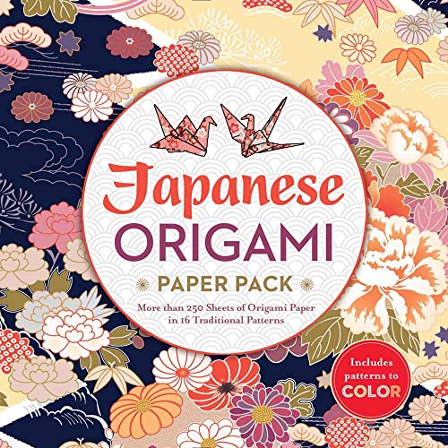 Japanese Origami Paper Pack: More Than 250 Sheets of Origami Paper in 16 Traditional Patterns, Includes Patterns to Color