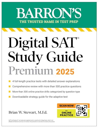 Digital SAT Study Guide Premium, 2025: 4 Practice Tests + Comprehensive Review + Online Practice: 5 Practice Tests + Comprehensive Review + Online Practice (Barron's SAT Prep) von Kaplan Publishing