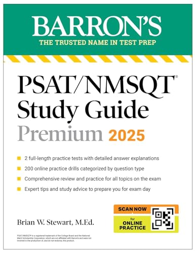 PSAT/NMSQT Premium Study Guide: 2025: 2 Practice Tests + Comprehensive Review + 200 Online Drills: 4 Practice Tests + Comprehensive Review + Online Practice (Barron's Test Prep)