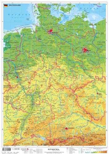 Deutschland physisch: Handkarte