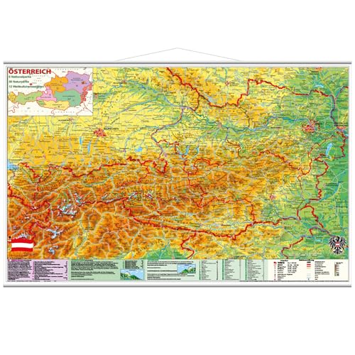 Österreich National- u. Naturparks mit UNESCO Welterbestätten mit Metallbeleistung.: Wandkarte / Poster Österreich National- u. Naturparks mit UNESCO Welterbestätten mit Metallbeleistung.: Wandkarte / Poster von Stiefel