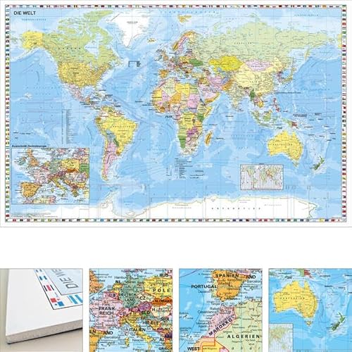 Weltkarte mit Ausschnitt Zentraleuropa zum Pinnen auf EasyPrint - Platte von Stiefel Eurocart