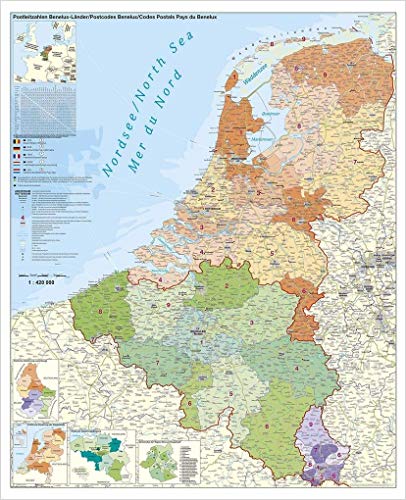 Benelux Länder Postleitzahlen Wandkarte Poster NEUE AUFLAGE