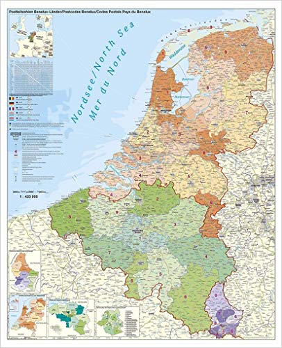 Benelux-Länder, Postleitzahlen: Wandkarte / Poster NEUE AUFLAGE