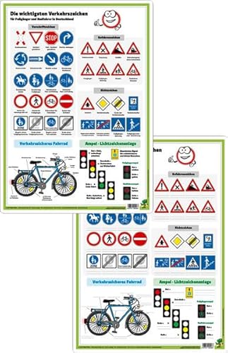 Verkehrszeichen für Fußgänger und Radfahrer - DUO-Schreibunterlage klein von Stiefel