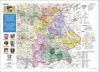 Bayern politisch - Wandkarte Bayern politisch - Wandkarte