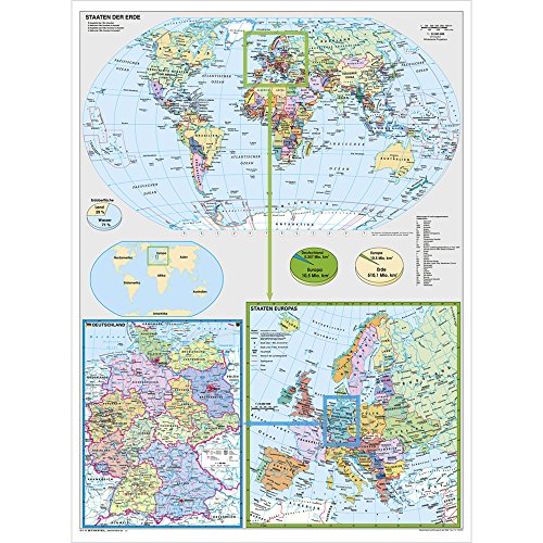 Deutschland und Europa in der Welt: Wandkarte / Poster NEUE AUFLAGE Deutschland und Europa in der Welt: Wandkarte / Poster NEUE AUFLAGE