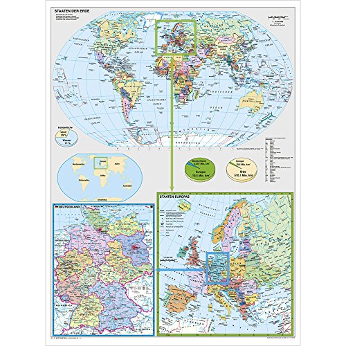 Deutschland und Europa in der Welt: Wandkarte / Poster NEUE AUFLAGE