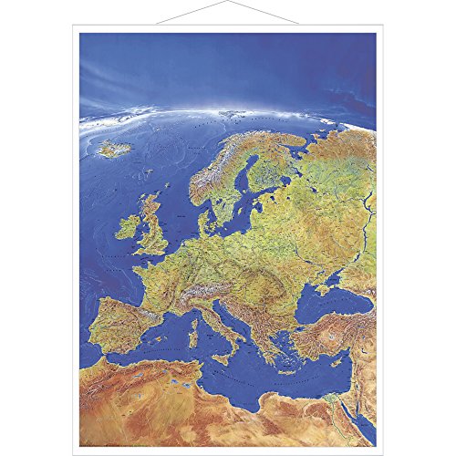 Europa Panorama: Wandkarte mit Metallbeleistung NEUE AUFLAGE