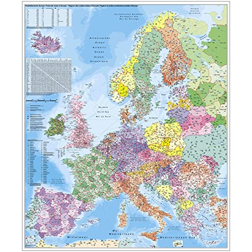Europa Postleitzahlenkarte: Wandkarte / Poster NEUE AUFLAGE