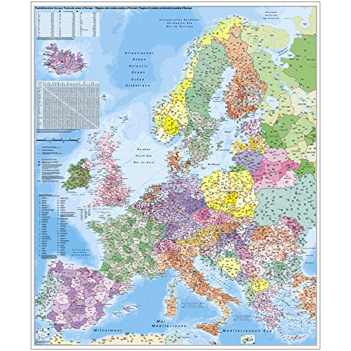 Europa Postleitzahlenkarte: Wandkarte / Poster NEUE AUFLAGE Europa Postleitzahlenkarte: Wandkarte / Poster NEUE AUFLAGE