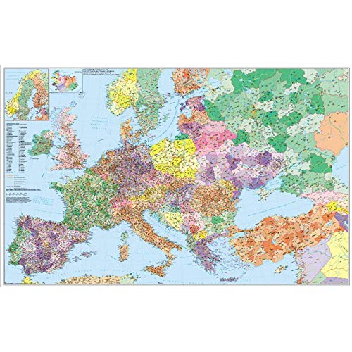 Europa mit Türkei - Straßen und Postleitzahlen: Wandkarte / Poster NEUE AUFLAGE Europa mit Türkei - Straßen und Postleitzahlen: Wandkarte / Poster NEUE AUFLAGE