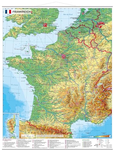 Frankreich physisch mit UNESCO-Welterbestätten und Nationalparks - Wandkarte mit Metallbeleistung NEUE AUFLAGE: mit UNESCO-Welterbestätten und Nationalparks, Kleinformat Frankreich physisch mit UNESCO-Welterbestätten und Nationalparks - Wandkarte mit Metallbeleistung NEUE AUFLAGE: mit UNESCO-Welterbestätten und Nationalparks, Kleinformat