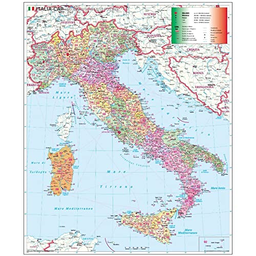 Italien Postleitzahlenkarte: Wandkarte / Poster NEUE AUFLAGE