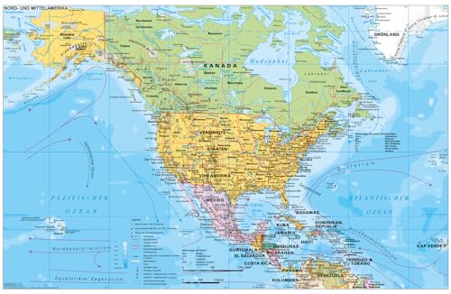 Nord und Mittelamerika politisch mit UNESCO Welterbestätten Wandkarte Poster NEUE AUFLAGE Nord und Mittelamerika politisch mit UNESCO Welterbestätten Wandkarte Poster NEUE AUFLAGE