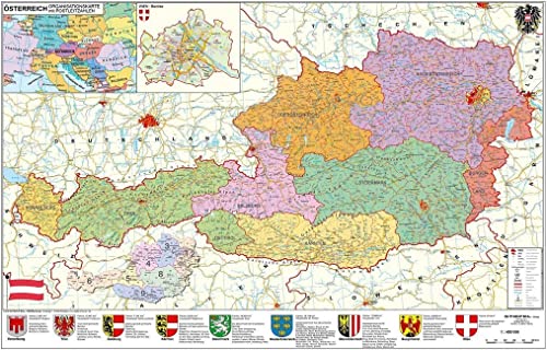 Österreich politisch PLZ und Organisationskarte Wandkarte Poster NEUE AUFLAGE Österreich politisch PLZ und Organisationskarte Wandkarte Poster NEUE AUFLAGE