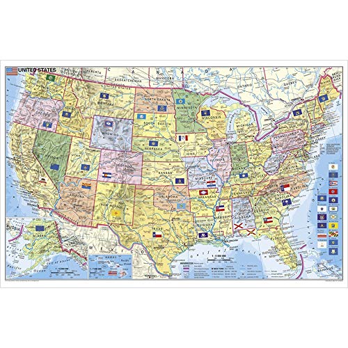 USA Bundesstaaten mit Postleitzahlen: Wandkarte- Poster. Laminiert, bescreib- und abwischbar, besonders reißfest NEUE AUFLAGE
