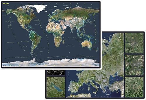 Welt Satellitenbild / Europa Satellitenbild: DUO-Schreibunterlage Welt Satellitenbild / Europa Satellitenbild: DUO-Schreibunterlage