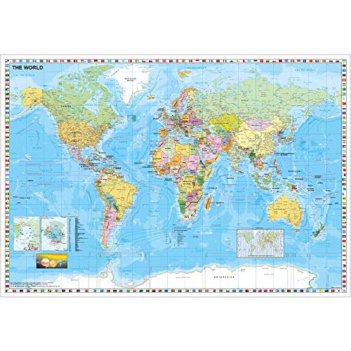 Weltkarte politisch mit Flaggenrand Weltkarte politisch mit Flaggenrand
