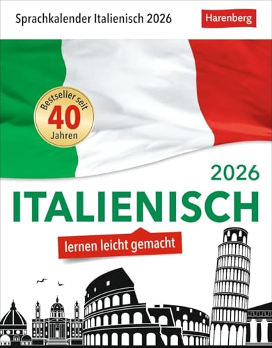Italienisch Sprachkalender 2026 - Italienisch lernen leicht gemacht - Tagesabreißkalender: In nur 10 Minuten täglich Grundkenntnisse verbessern mit ... Sprachlektionen (Sprachkalender Harenberg) von Harenberg