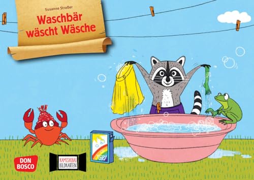 Waschbär wäscht Wäsche. Kamishibai Bildkartenset: Entdecken - Erzählen - Begreifen: Bilderbuchgeschichten. Lustige Tiergeschichte von Susanne Straßer ... für unser Erzähltheater) von Don Bosco Medien