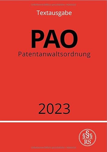 Patentanwaltsordnung - PAO 2023: DE