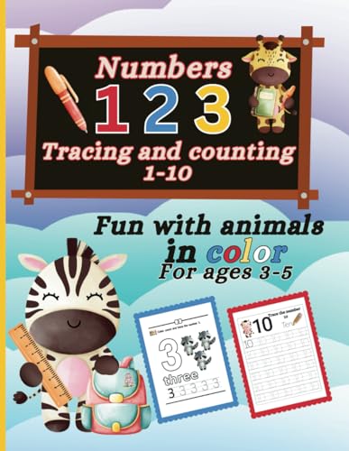 Numbers Tracing Workbook: Tracing and counting practice for kids 3-5 with color illustrations. von Independently published