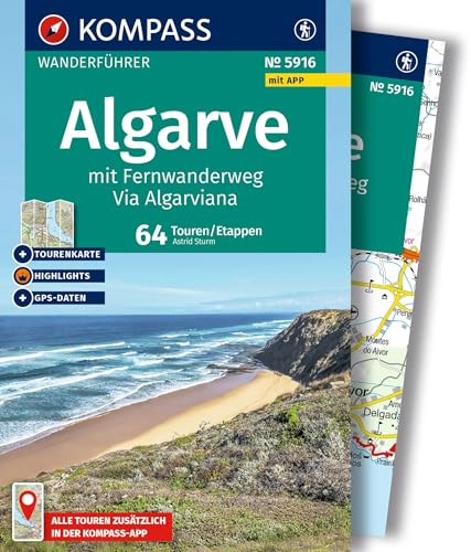 KOMPASS Wanderführer Algarve mit Fernwanderweg Via Algarviana, 64 Touren / Etappen mit Extra-Tourenkarte: mit Touren und GPS-Daten in der KOMPASS-App von KOMPASS-KARTEN