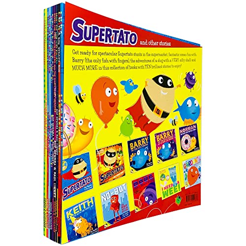 Supertato and Other Stories Collection 10 Books Set By Sue Hendra (Supertato, Run Veggies Run!, Barry the Fish with Fingers,the Hairy Scary Monster, Norman the Slug with a Silly Shell & More)