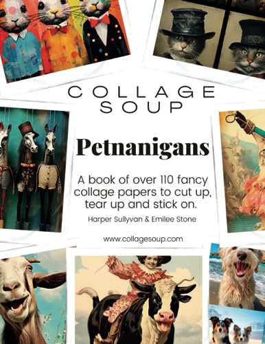 Collage Soup - Petnanigans: A book of over 110 fancy collage papers to cut up, tear up and stick on von Independently published