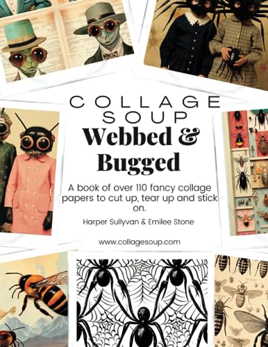 Collage Soup - Webbed & Bugged: A book of over 110 fancy collage papers to cut up, tear up and stick on von Independently published
