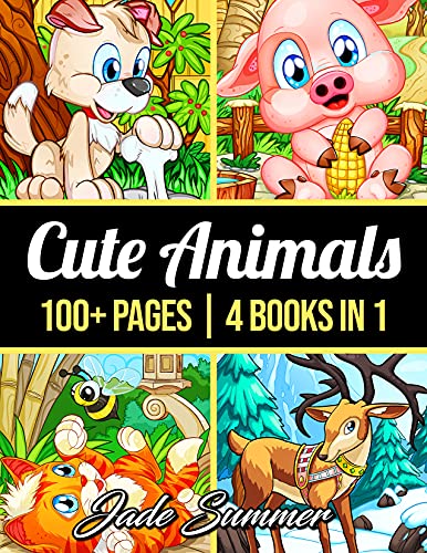 100 Cute Animals: An Adult Coloring Book with Dogs, Cats, Horses, Owls, Elephants, Monkeys, and Many More! (Cute Animal Coloring Books)
