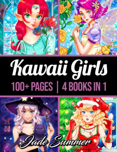 100 Kawaii Girls: An Adult Coloring Book Collection with Cute Portraits, Fantasy, Horror, Christmas, and More!
